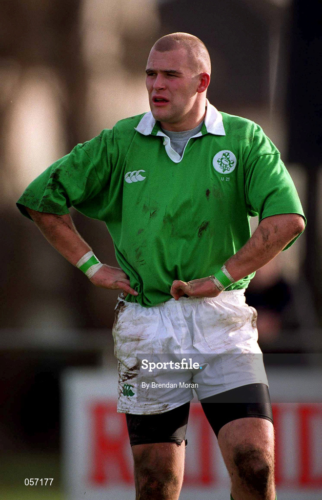 16 February 2001; Alan Hickie of Ireland during the U21 Rugby International match between Ireland and France at Templeville Road in Dublin. Photo by Brendan Moran/Sportsfile