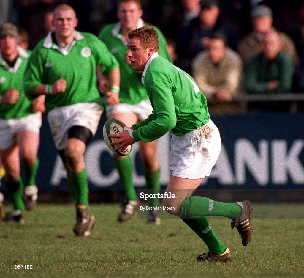 16 February 2001; Gavin Duffy of Ireland during the U21 Rugby International match between Ireland and France at Templeville Road in Dublin. Photo by Brendan Moran/Sportsfile