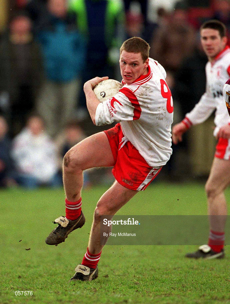 25 February 2001; Cormac McAnallen of Tyrone during the Allianz National Football League Division 1A match between Galway and Tyrone at Duggan Park in Ballinasloe, Galway. Photo by Ray McManus/Sportsfile