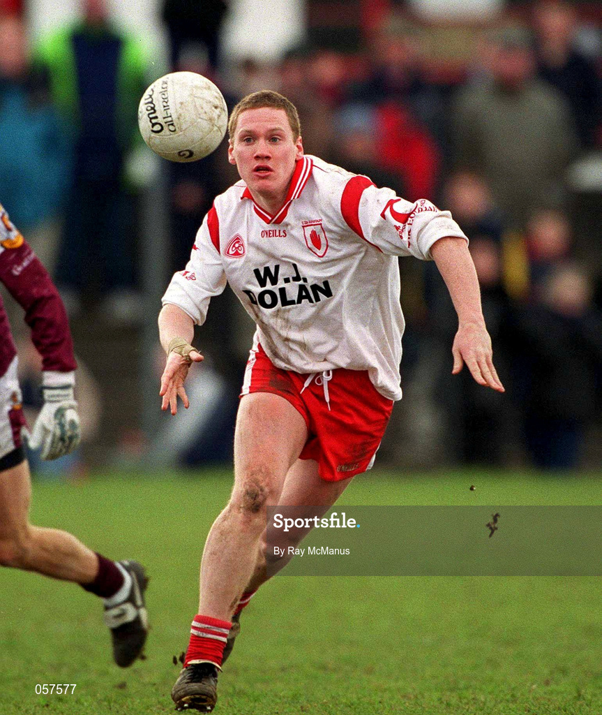 25 February 2001; Cormac McAnallen of Tyrone during the Allianz National Football League Division 1A match between Galway and Tyrone at Duggan Park in Ballinasloe, Galway. Photo by Ray McManus/Sportsfile