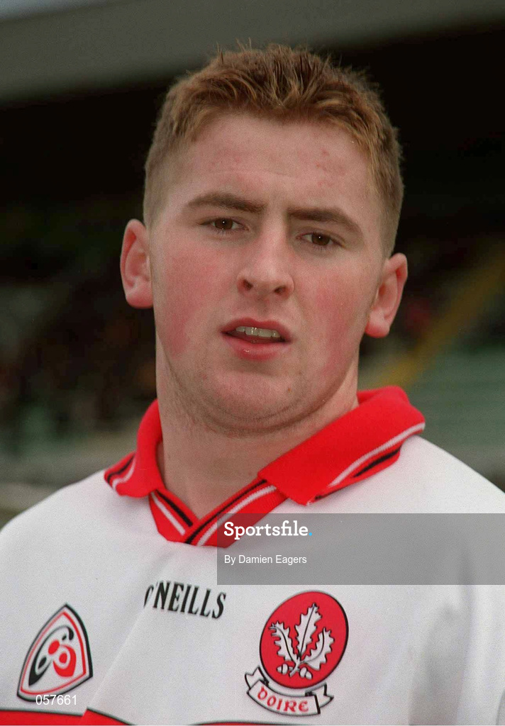 25 February 2001; Conleth Gilligan of Derry prior to the Allianz National Football League Division 1B match between Meath and Derry at Páirc Tailteann in Navan, Meath. Photo by Damien Eagers/Sportsfile