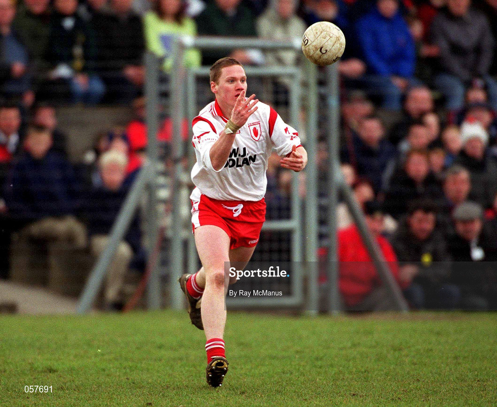 25 February 2001; Cormac McAnallen of Tyrone during the Allianz National Football League Division 1A match between Galway and Tyrone at Duggan Park in Ballinasloe, Galway. Photo by Ray McManus/Sportsfile
