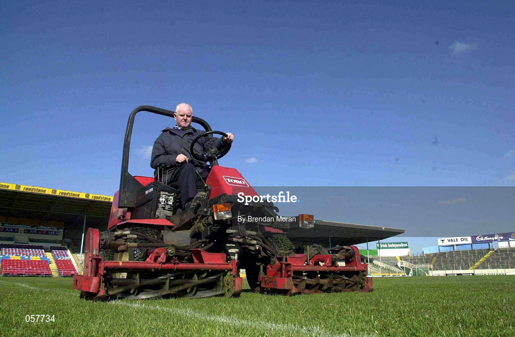 3 March 2001; Groundsman Jimmy Purcell at Semple Stadium in Thurles, Tipperary, where the AIB All-Ireland Senior Club Hurling Championship Semi-Final Replay between Sixmilebridge and Graigue Ballycallan was due to be played. All GAA games have been have been postponed until further notice as a precautionary measure against Foot and Mouth disease. Photo by Brendan Moran/Sportsfile