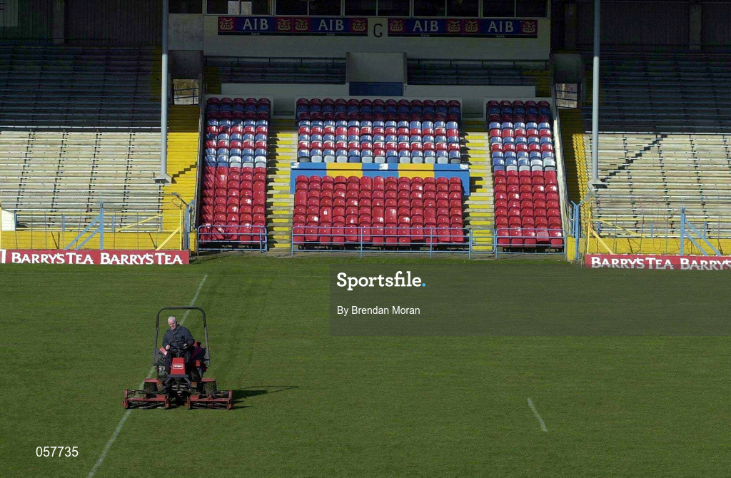 3 March 2001; Groundsman Jimmy Purcell at Semple Stadium in Thurles, Tipperary, where the AIB All-Ireland Senior Club Hurling Championship Semi-Final Replay between Sixmilebridge and Graigue Ballycallan was due to be played. All GAA games have been have been postponed until further notice as a precautionary measure against Foot and Mouth disease. Photo by Brendan Moran/Sportsfile