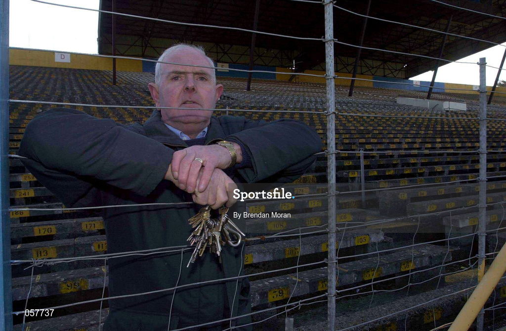 3 March 2001; Groundsman Jimmy Purcell at Semple Stadium in Thurles, Tipperary, where the AIB All-Ireland Senior Club Hurling Championship Semi-Final Replay between Sixmilebridge and Graigue Ballycallan was due to be played. All GAA games have been have been postponed until further notice as a precautionary measure against Foot and Mouth disease. Photo by Brendan Moran/Sportsfile