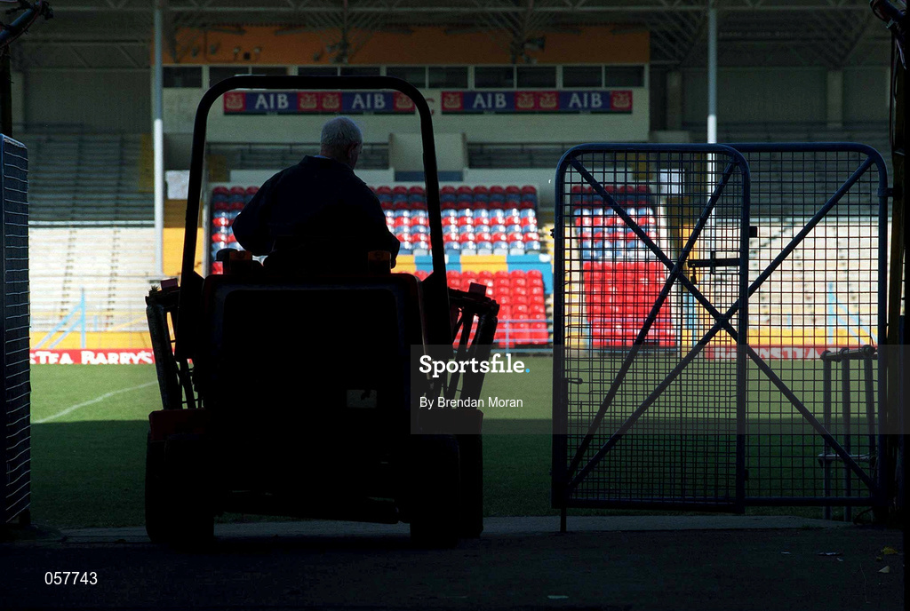 3 March 2001; Groundsman Jimmy Purcell at Semple Stadium in Thurles, Tipperary, where the AIB All-Ireland Senior Club Hurling Championship Semi-Final Replay between Sixmilebridge and Graigue Ballycallan was due to be played. All GAA games have been have been postponed until further notice as a precautionary measure against Foot and Mouth disease. Photo by Brendan Moran/Sportsfile