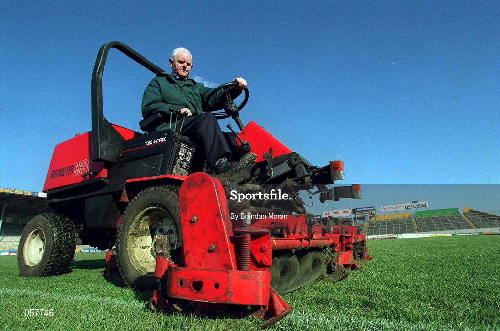3 March 2001; Groundsman Jimmy Purcell at Semple Stadium in Thurles, Tipperary, where the AIB All-Ireland Senior Club Hurling Championship Semi-Final Replay between Sixmilebridge and Graigue Ballycallan was due to be played. All GAA games have been have been postponed until further notice as a precautionary measure against Foot and Mouth disease. Photo by Brendan Moran/Sportsfile