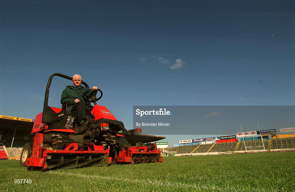 3 March 2001; Groundsman Jimmy Purcell at Semple Stadium in Thurles, Tipperary, where the AIB All-Ireland Senior Club Hurling Championship Semi-Final Replay between Sixmilebridge and Graigue Ballycallan was due to be played. All GAA games have been have been postponed until further notice as a precautionary measure against Foot and Mouth disease. Photo by Brendan Moran/Sportsfile