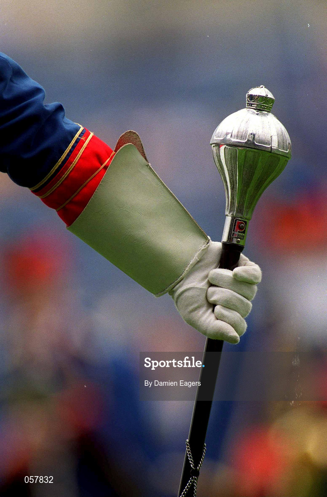 10 September 2000; A detailed view of a batton held by a member of the Artane Boys Band prior to the All-Ireland Minor Hurling Championship Final between Cork and Galway at Croke Park in Dublin. Photo by Damien Eagers/Sportsfile