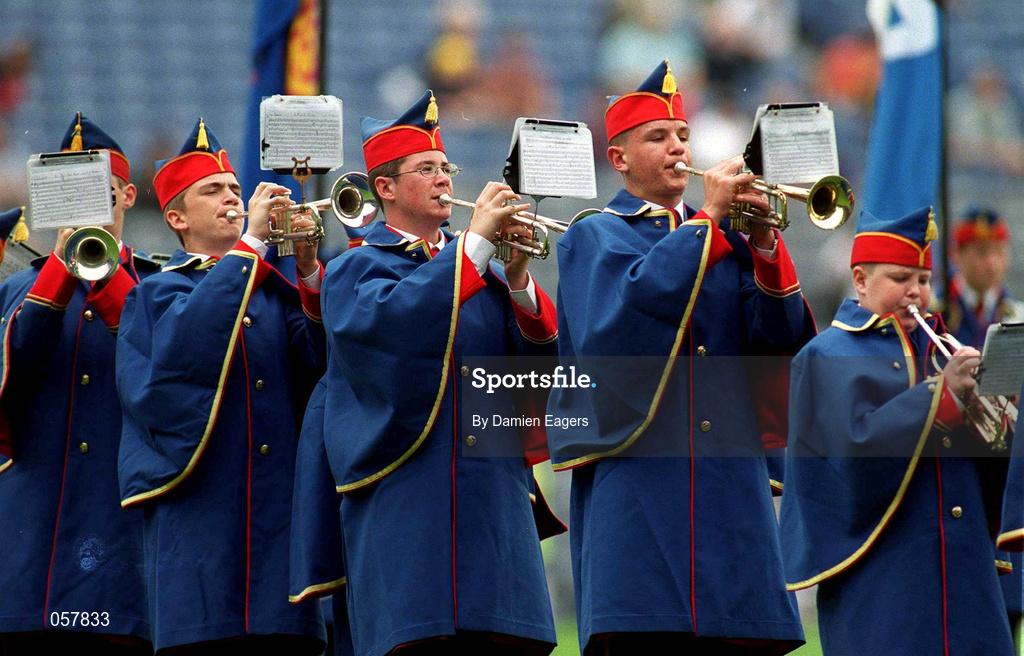 10 September 2000; The Artane Boys Band preform prior to the All-Ireland Minor Hurling Championship Final between Cork and Galway at Croke Park in Dublin. Photo by Damien Eagers/Sportsfile