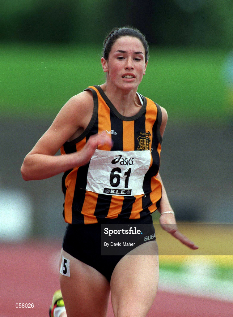 13 July 1997; Emily Maher of Kilkenny City Harriers AC competes in the BLÉ National Track & Field Championships at Morton Stadium in Santry, Dublin. Photo by David Maher/Sportsfile