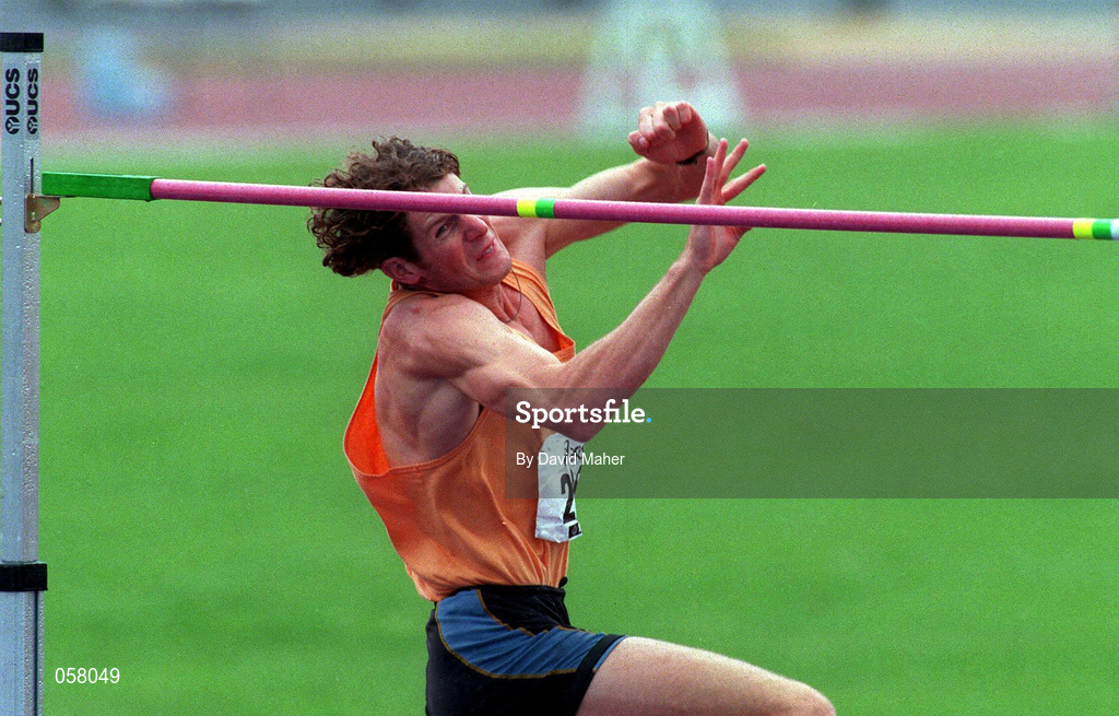 13 July 1997; Joseph Naughton, Nenagh AC, competes in the men's high jump event during the BLÉ National Track & Field Championships at Morton Stadium in Santry, Dublin. Photo by David Maher/Sportsfile