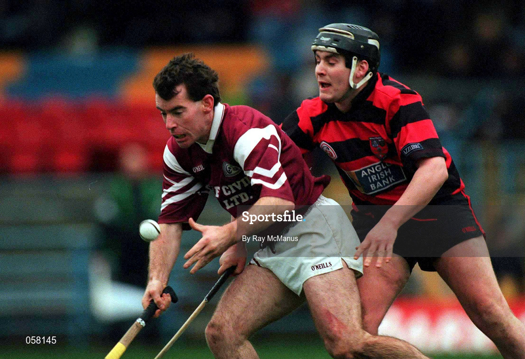28 November 1999; Ger Oakley of St. Joseph's Doora-Barefield is tackled by Darragh O'Sullivan of Ballygunner during the AIB Munster Senior Club Hurling Championship Final match between Ballygunner and St. Joseph's Doora-Barefield at Semple Stadium in Thurles, Tipperary. Photo by Ray McManus/Sportsfile