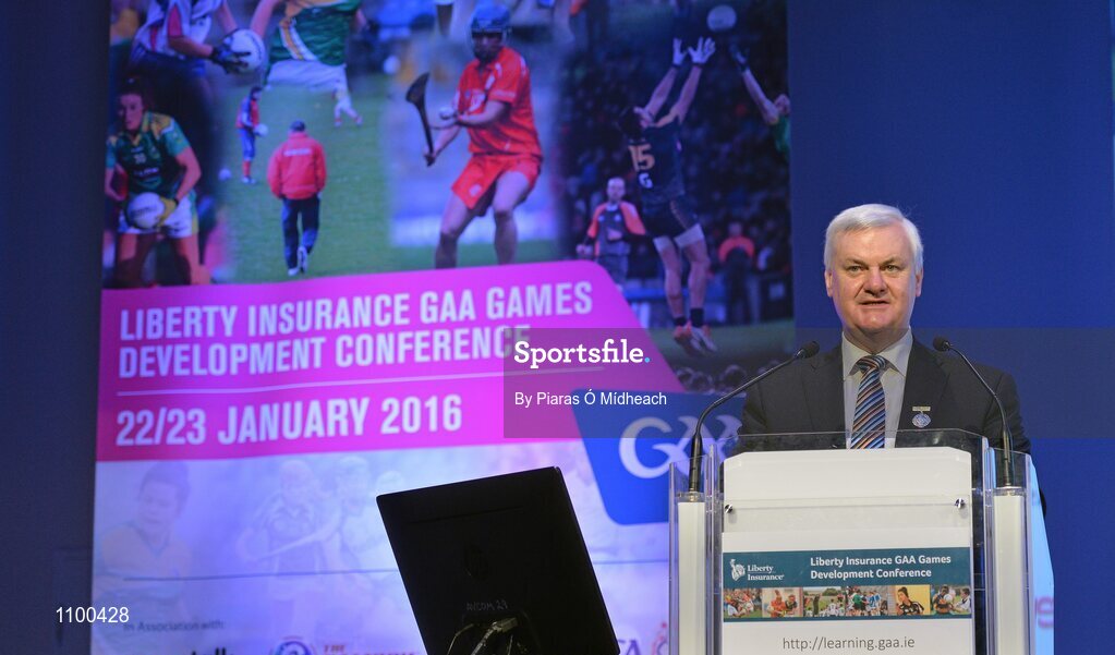 23 January 2016; Uachtarán Chumann Lúthchleas Gael Aogán Ó Fearghail in attendance at the Liberty Insurance GAA Annual Games Development Conference 2016. The theme of the conference was 'The Coach, The Player, The Game: Building Connections'. A range of speakers addressed issues related to the coaching and playing of gaelic games at adult level’. Croke Park, Dublin. Picture credit: Piaras Ó Mídheach / SPORTSFILE