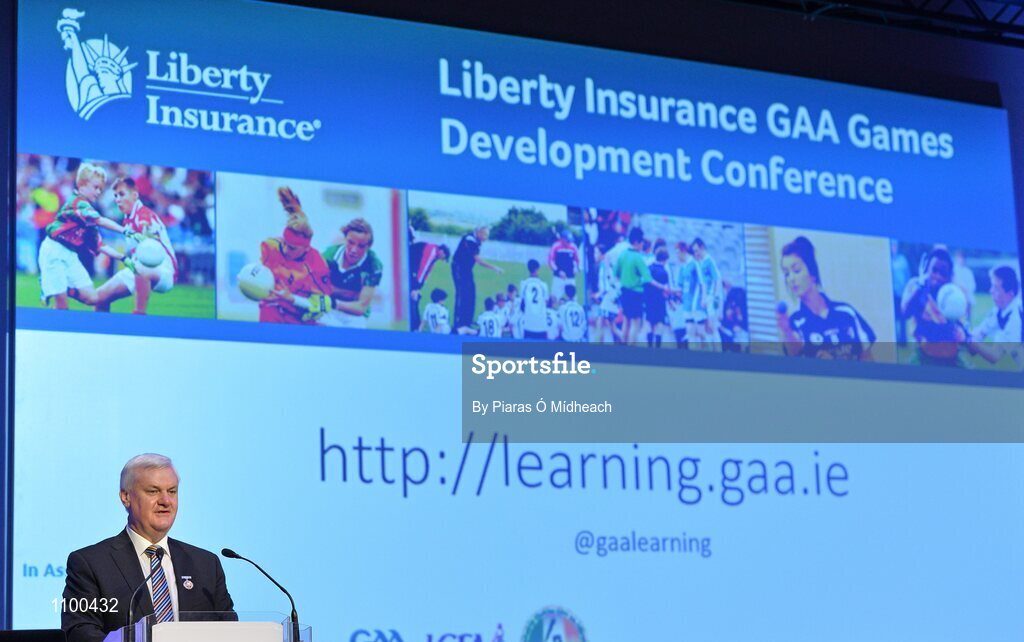 23 January 2016; Uachtarán Chumann Lúthchleas Gael Aogán Ó Fearghail in attendance at the Liberty Insurance GAA Annual Games Development Conference 2016. The theme of the conference was 'The Coach, The Player, The Game: Building Connections'. A range of speakers addressed issues related to the coaching and playing of gaelic games at adult level’. Croke Park, Dublin. Picture credit: Piaras Ó Mídheach / SPORTSFILE