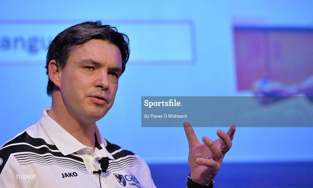 23 January 2016; Jeff Lynskey, Galway minor hurling manager, during his keynote 'Creating a Learning Environment' talk during the Liberty Insurance GAA Annual Games Development Conference 2016. The theme of the conference was 'The Coach, The Player, The Game: Building Connections'. A range of speakers addressed issues related to the coaching and playing of gaelic games at adult level’. Croke Park, Dublin. Picture credit: Piaras Ó Mídheach / SPORTSFILE