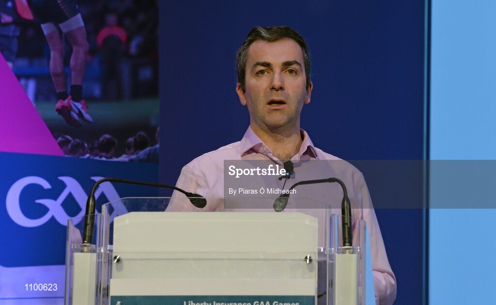 23 January 2016; Alan Swanton, speaking during the 'Sports Performance Analysis: Tailoring to the coaches needs' talk during the Liberty Insurance GAA Annual Games Development Conference 2016. The theme of the conference was 'The Coach, The Player, The Game: Building Connections'. A range of speakers addressed issues related to the coaching and playing of gaelic games at adult level. Croke Park, Dublin. Picture credit: Piaras Ó Mídheach / SPORTSFILE