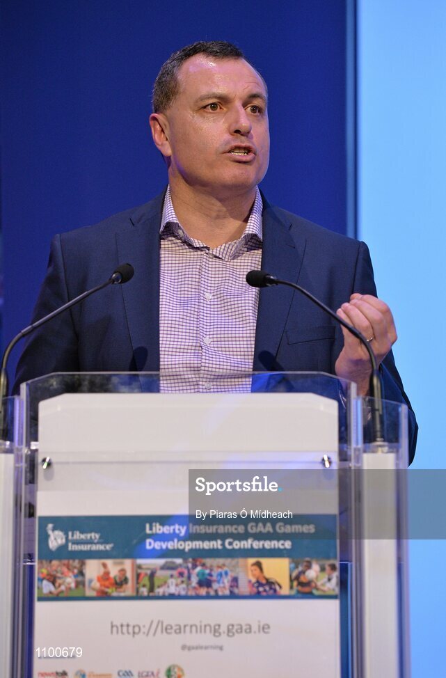23 January 2016; Paul Earley, former Roscommon footballer and former Ireland International Rules manager, during his keynote 'Developing the Player' talk during the Liberty Insurance GAA Annual Games Development Conference 2016. The theme of the conference was 'The Coach, The Player, The Game: Building Connections'. A range of speakers addressed issues related to the coaching and playing of gaelic games at adult level’. Croke Park, Dublin. Picture credit: Piaras Ó Mídheach / SPORTSFILE