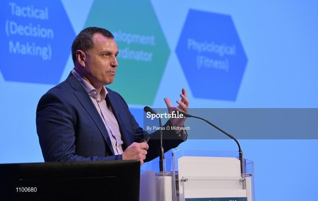 23 January 2016; Paul Earley, former Roscommon footballer and former Ireland International Rules manager, during his keynote 'Developing the Player' talk during the Liberty Insurance GAA Annual Games Development Conference 2016. The theme of the conference was 'The Coach, The Player, The Game: Building Connections'. A range of speakers addressed issues related to the coaching and playing of gaelic games at adult level’. Croke Park, Dublin. Picture credit: Piaras Ó Mídheach / SPORTSFILE