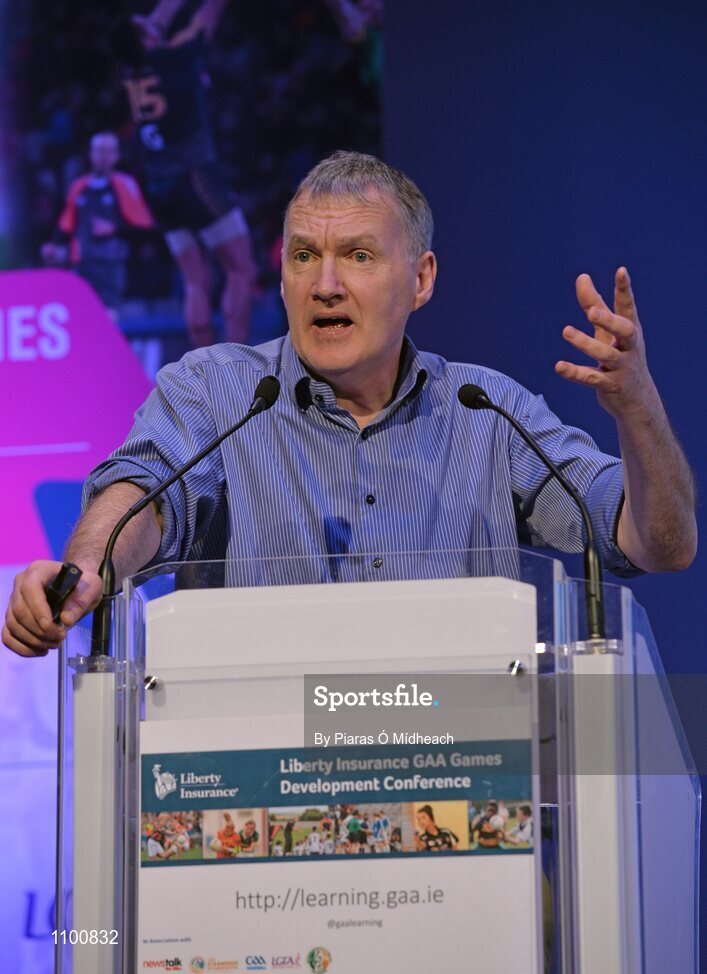 23 January 2016; Eamon O'Shea, Professor in the School of Business & Economics NUIG, and former Tipperary senior hurling manager giving his keynote 'Being a GAA Coach' talk during the Liberty Insurance GAA Annual Games Development Conference 2016. The theme of the conference was 'The Coach, The Player, The Game: Building Connections'. A range of speakers addressed issues related to the coaching and playing of gaelic games at adult level’. Croke Park, Dublin. Picture credit: Piaras Ó Mídheach / SPORTSFILE