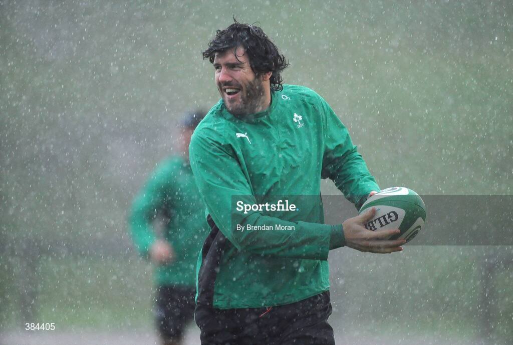 4 November 2009; Shane Horgan in action in the heavy rain during Ireland rugby squad training. University of Limerick, Limerick. Picture credit: Brendan Moran / SPORTSFILE