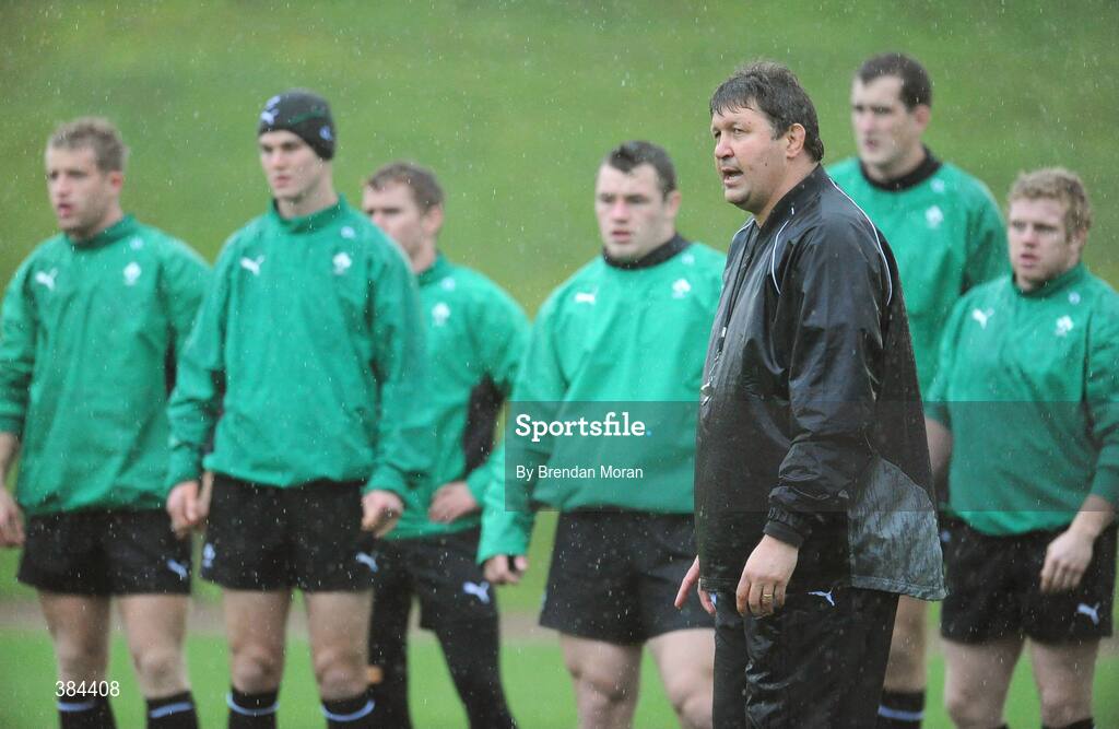 4 November 2009; Forwards coach Gert Smal speaks to his players during Ireland rugby squad training. University of Limerick, Limerick. Picture credit: Brendan Moran / SPORTSFILE
