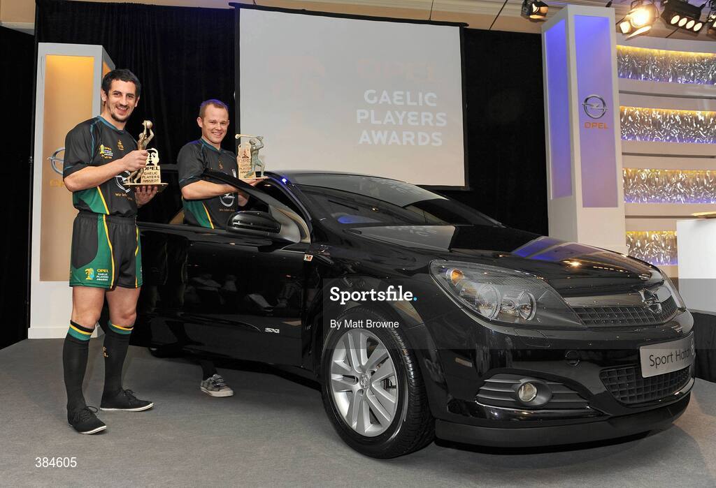6 November 2009; Kerry footballer Paul Galvin, left, who was named Opel Gaelic Players Footballer of the Year and Kilkenny hurler Tommy Walsh who was named Opel Gaelic Players Hurler of the Year at the 2009 Opel Gaelic Players of the Year Awards. Citywest Hotel, Conference, Leisure & Golf Resort, Dublin. Picture credit: Matt Browne / SPORTSFILE