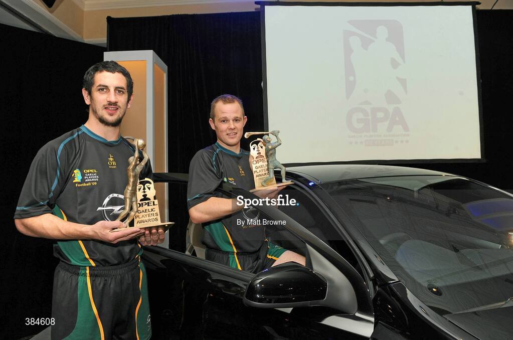 6 November 2009; Kerry footballer Paul Galvin, left, who was named Opel Gaelic Players Footballer of the Year and Kilkenny hurler Tommy Walsh who was named Opel Gaelic Players Hurler of the Year at the 2009 Opel Gaelic Players of the Year Awards. Citywest Hotel, Conference, Leisure & Golf Resort, Dublin. Picture credit: Matt Browne / SPORTSFILE