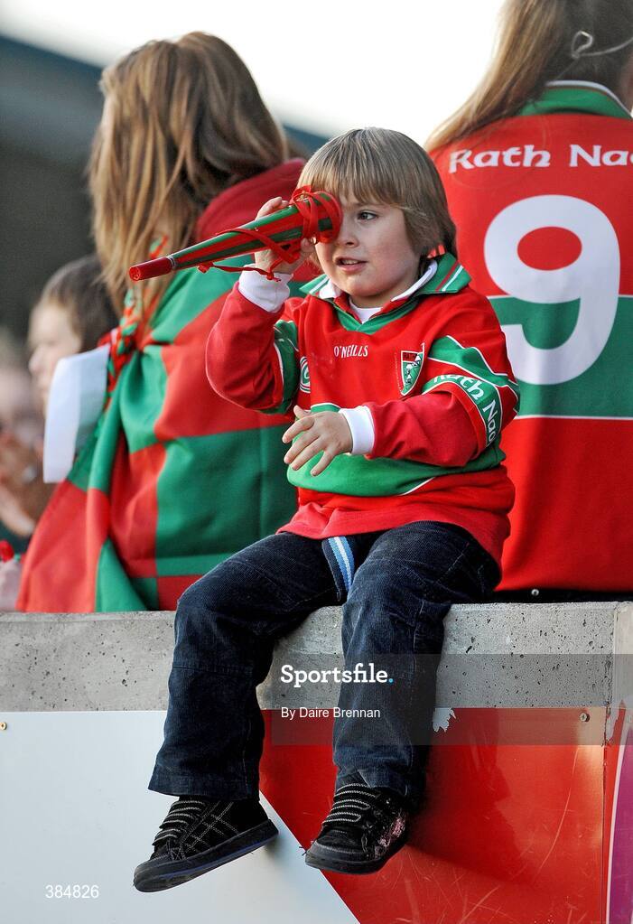 8 November 2009; A young Rathnew supporter looks at the game through a horn. AIB GAA Football Leinster Senior Club Championship Quarter-Fianl, Ballyboden St. Enda's v Rathnew, Parnell Park, Dublin. Picture credit: Dàire Brennan / SPORTSFILE