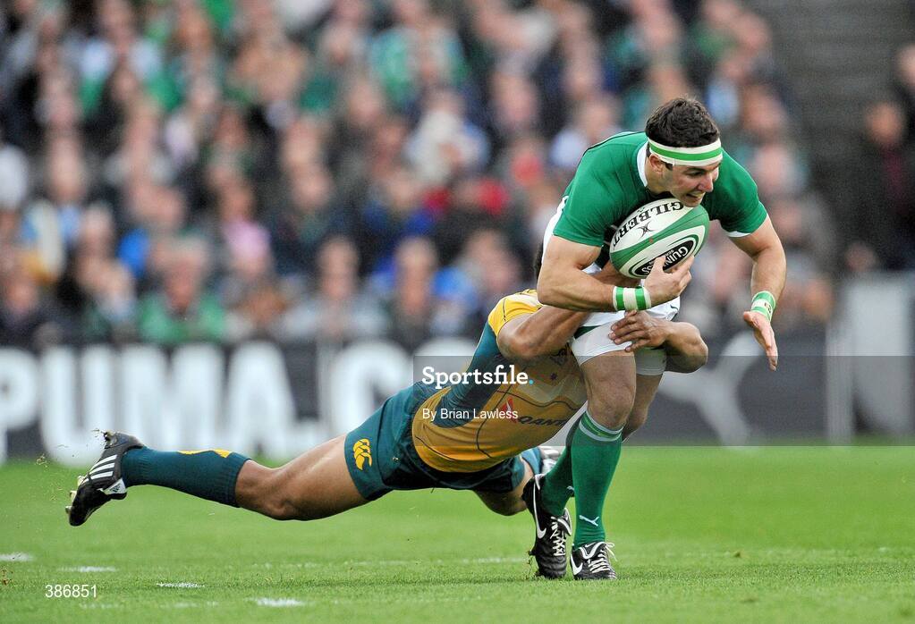 15 November 2009; Paddy Wallace, Ireland, in action against Will Genia, Australia. Autumn International Guinness Series 2009, Ireland v Australia, Croke Park, Dublin. Picture credit: Brian Lawless / SPORTSFILE
