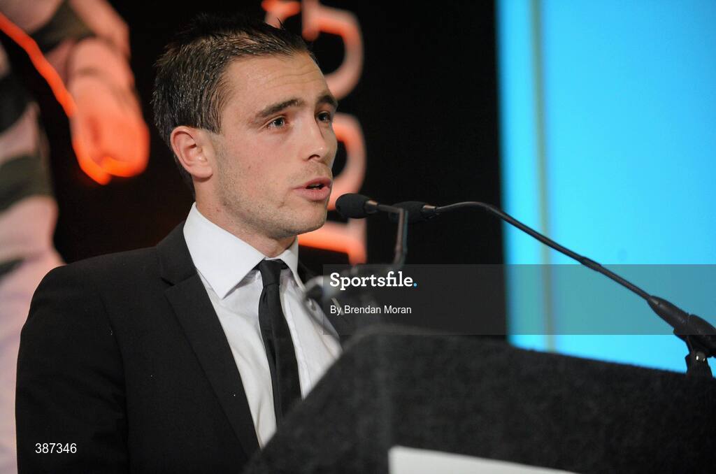 15 November 2009; Stephen Rice, Chairman, Professional Footballers Association of Ireland, speaking at the awards. PFAI Ford Awards 2009, The Burlington Hotel, Dublin. Picture credit: Brendan Moran / SPORTSFILE