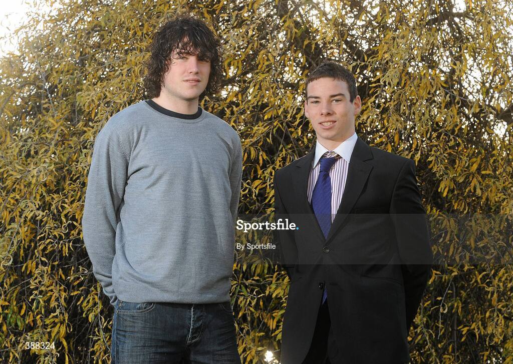 20 November 2009; Roscommon Minor and Under 21 Footballer Niall Kilroy and Domhnall Fox, left, Galway Minor Hurler, at the announcement of the first year UCD Sports Scholarship recipients for 2009/10 in Belfield today. O'Reilly Hall, UCD, Belfield, Dublin. Photo by Sportsfile