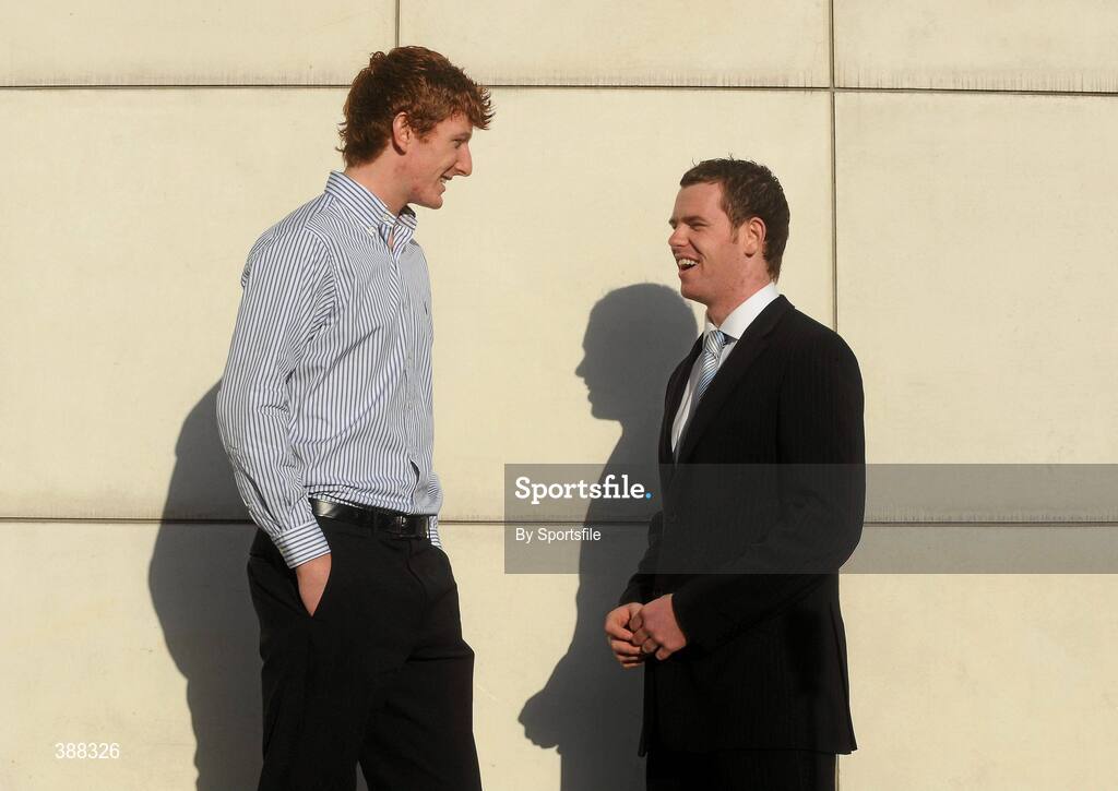 20 November 2009; Limerick's Conor Allis, left, hurling, and Gerard Barron, soccer, who were both awarded UCD Sports Scholarships for 2009/10 at a reception in Belfield today. O'Reilly Hall, UCD, Belfield, Dublin. Photo by Sportsfile
