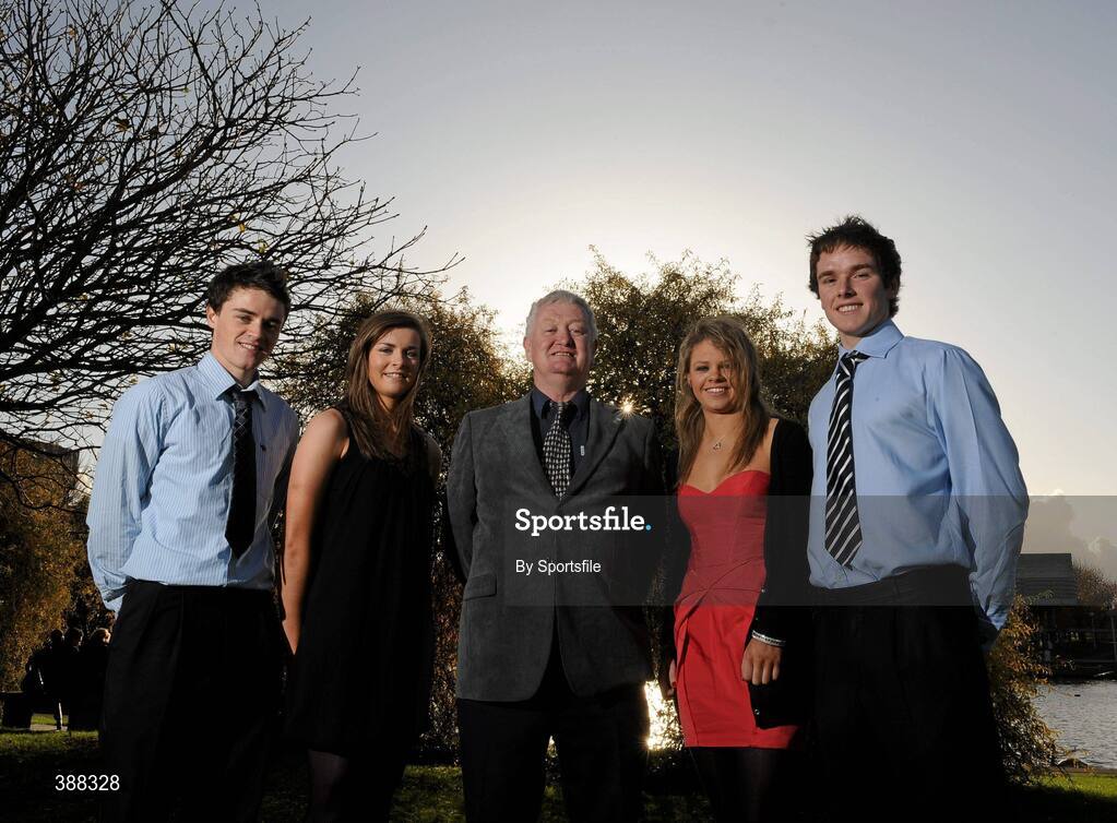 20 November 2009; Rising stars of Dublin GAA who were awarded sports scholarships at UCD today. Niall McMorrow, left, hurling, Natalia Hyland, left, camogie & football, Kevin OLoughlin, hurling and Noelle Healy, football, with UCDs Gaelic Games Executive Dave Billings. O'Reilly Hall, UCD, Belfield, Dublin. Photo by Sportsfile