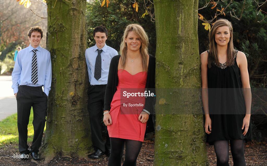 20 November 2009; Rising stars of Dublin GAA who were awarded sports scholarships at UCD today. Kevin O'Loughlin, left, hurling, Niall McMorrow, hurling, Noelle Healy, football and Natalia Hyland, right, camogie and football. O'Reilly Hall, UCD, Belfield, Dublin. Photo by Sportsfile