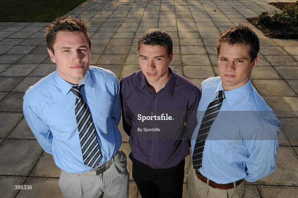 20 November 2009; Pictured at the announcement of the first year UCD Sports Scholarship recipients for 2009/10 in Belfield today were David Lynch, left, rugby, Stephen Doyle, soccer and Peter DuToit, right, rugby. O'Reilly Hall, UCD, Belfield, Dublin. Photo by Sportsfile