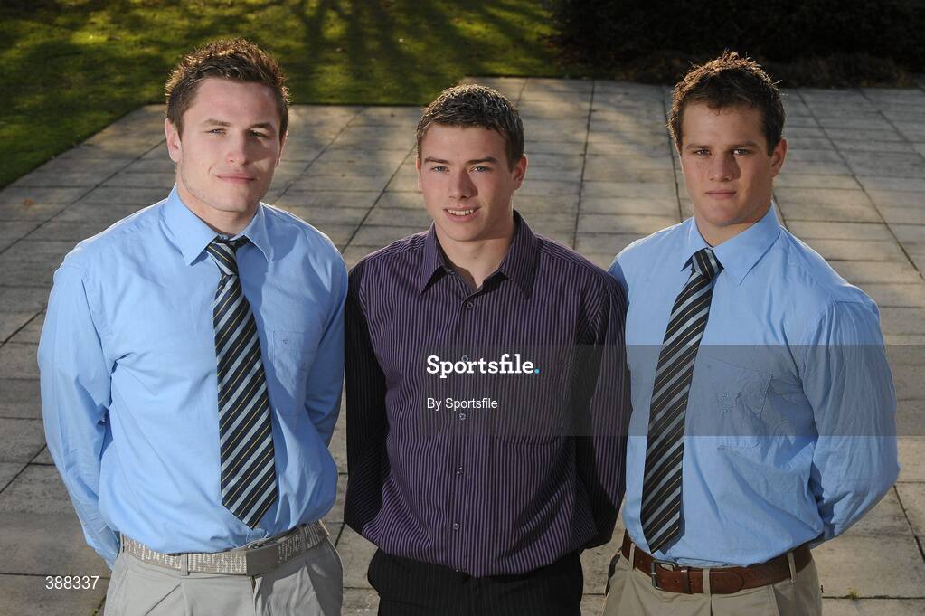 20 November 2009; Pictured at the announcement of the first year UCD Sports Scholarship recipients for 2009/10 in Belfield today were David Lynch, left, rugby, Stephen Doyle, soccer and Peter DuToit, right, rugby. O'Reilly Hall, UCD, Belfield, Dublin. Photo by Sportsfile