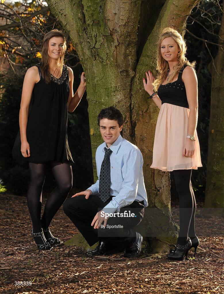 20 November 2009; St. Colmcille's past pupils Natalia Hyland, left, gaelic football and camogie, with Niall McMorrow, hurling, at the announcement of the first year UCD Sports Scholarship recipients for 2009/10 in Belfield today. They are joined by Shauna Cannon, Academic Entrance Scholar. O'Reilly Hall, UCD, Belfield, Dublin. Photo by Sportsfile