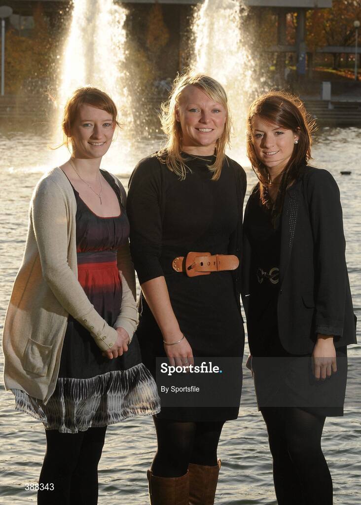 20 November 2009; Kilkenny camogie player Kate McDonald, left, with Junior International Athlete Ciara Everard, right, and Hockey player Kerry McComish at the announcement of the first year UCD Sports Scholarship recipients for 2009/10 in Belfield today. O'Reilly Hall, UCD, Belfield, Dublin. Photo by Sportsfile