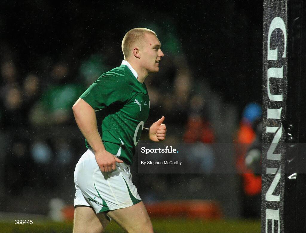 21 November 2009; Keith Earls, Ireland, after scoring his side's first try. Autumn International Guinness Series 2009, Ireland v Fiji, Royal Dublin Society, Ballsbridge, Dublin. Picture credit: Stephen McCarthy / SPORTSFILE