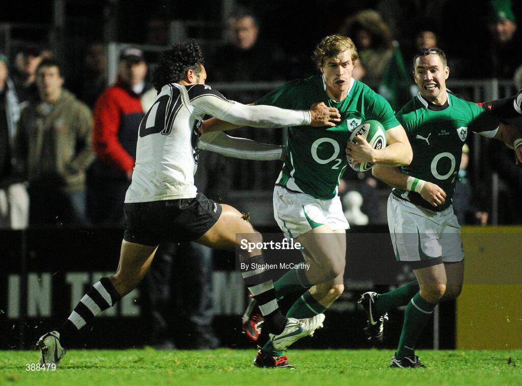 21 November 2009; Andrew Trimble, Ireland, is tackled by Nicky Little, Fiji. Autumn International Guinness Series 2009, Ireland v Fiji, Royal Dublin Society, Ballsbridge, Dublin. Picture credit: Stephen McCarthy / SPORTSFILE