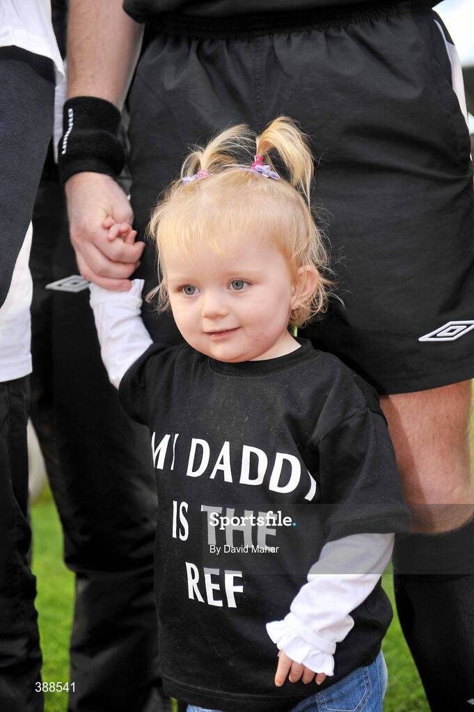 22 November 2009; Eva Kelly, age 2 from Cork, daughter of match referee Alan Kelly, before the start of the game between Sporting Fingal and Sligo Rovers. FAI Ford Cup Final, Sligo Rovers v Sporting Fingal, Tallaght Stadium, Dublin. Picture credit: David Maher / SPORTSFILE