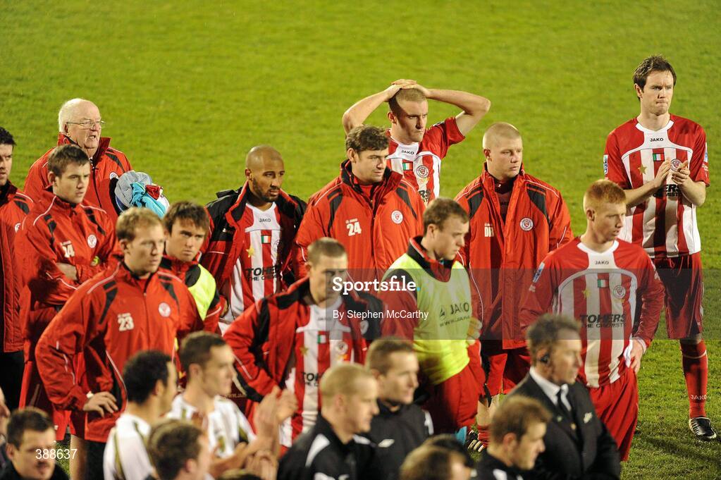 22 November 2009; Dejected Sligo Rovers players after the match. FAI Ford Cup Final, Sligo Rovers v Sporting Fingal, Tallaght Stadium, Dublin. Picture credit: Stephen McCarthy / SPORTSFILE