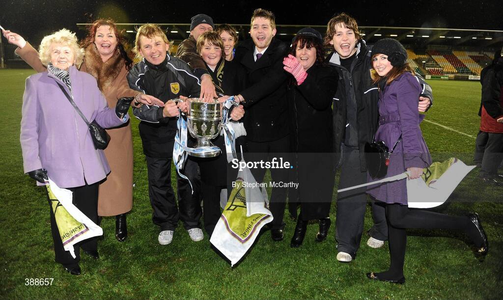 22 November 2009; Sporting Fingal manager Liam Buckley celebrates with family after his side's victory. FAI Ford Cup Final, Sligo Rovers v Sporting Fingal, Tallaght Stadium, Dublin. Picture credit: Stephen McCarthy / SPORTSFILE