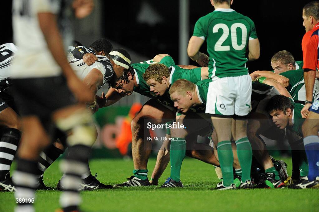 21 November 2009; Ireland's front row of Tony Buckley, Sean Cronin and Tom Court. Autumn International Guinness Series 2009, Ireland v Fiji, Royal Dublin Society, Ballsbridge, Dublin. Picture credit: Matt Browne / SPORTSFILE