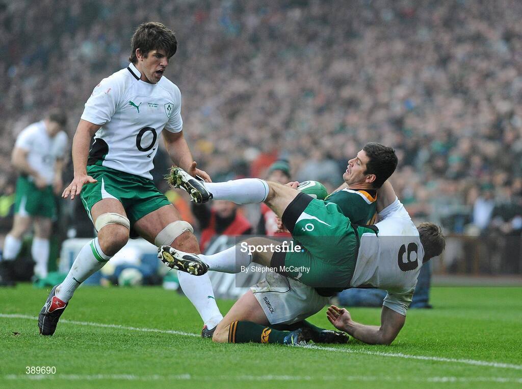 28 November 2009; Morne Steyn, South Africa, is tackled by Tomas O'Leary, supported by Donncha O'Callaghan, Ireland. Autumn International Guinness Series 2009, Ireland v South Africa, Croke Park, Dublin. Picture credit: Stephen McCarthy / SPORTSFILE