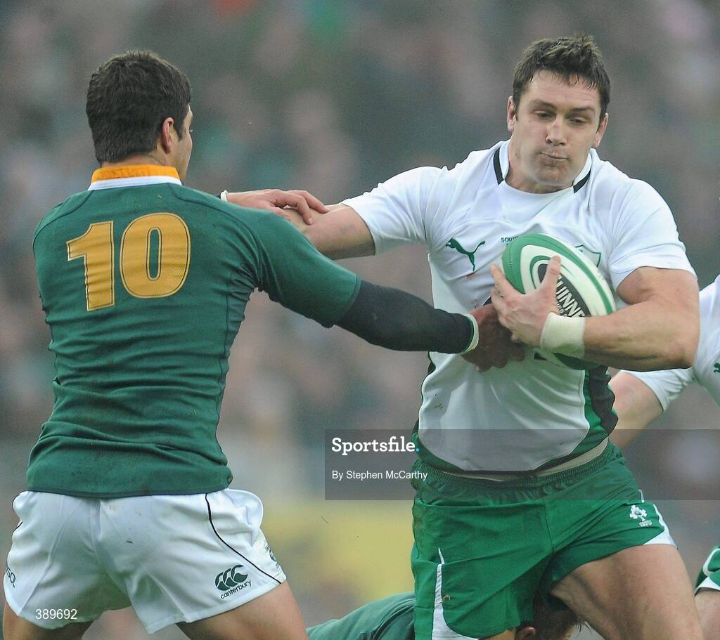 28 November 2009; David Wallace, Ireland, is tackled by Morne Steyn, South Africa. Autumn International Guinness Series 2009, Ireland v South Africa, Croke Park, Dublin. Picture credit: Stephen McCarthy / SPORTSFILE
