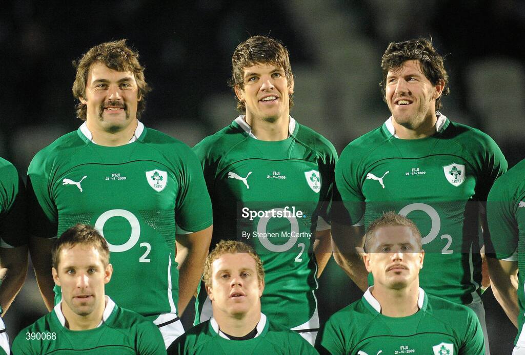 21 November 2009; Ireland players, back row, from left, Tony Buckley, Donncha O'Callaghan and Shane Horgan, front row, from left, Tomas O'Leary, Sean Cronin and Jamie Heaslip. Autumn International Guinness Series 2009, Ireland v Fiji, Royal Dublin Society, Ballsbridge, Dublin. Picture credit: Stephen McCarthy / SPORTSFILE