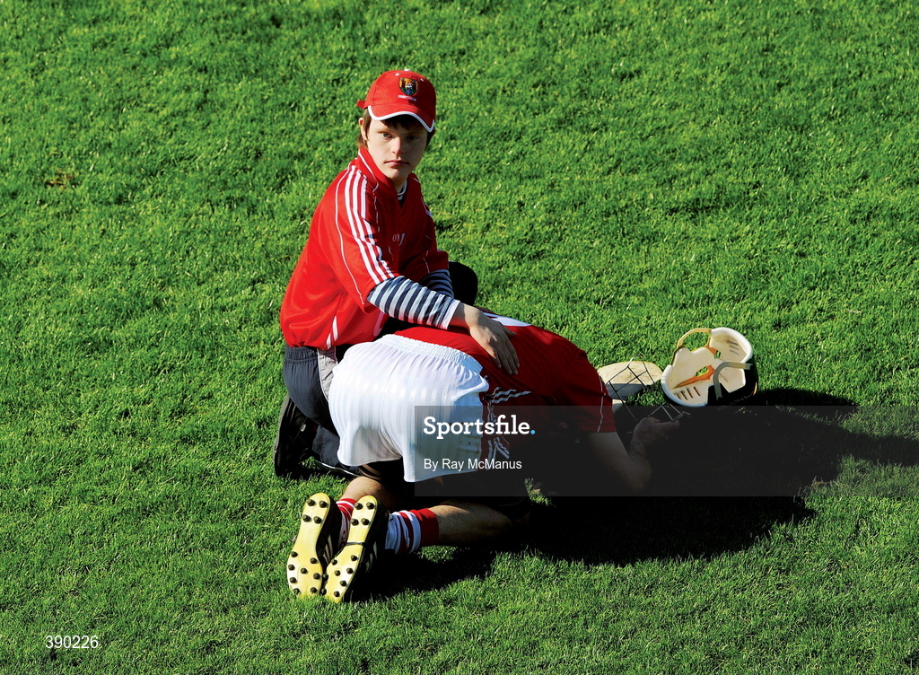 31 May 2009; All over including the shouting. Cork’s Jerry O’Connor is comforted by a supporter at the final whistle of the game against Tipperary. Picture credit: Ray McManus / SPORTSFILE    This image may be reproduced free of charge when used in conjunction with a review of the book "A Season of Sundays 2009". All other usage © SPORTSFILE