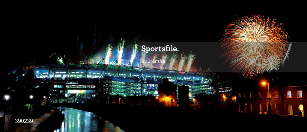 31 January 2009; The view from the Bridge. Croke Park photographed from Ballybough as the fireworks and illuminations mark the 125th anniversary of something that started in a small hotel in Thurles. Photo by Sportsfile


This image may be reproduced free of charge when used in conjunction with a review of the book "A Season of Sundays 2009". All other usage © SPORTSFILE
